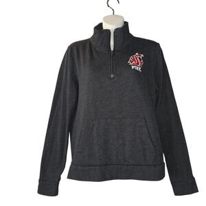 Pink Victorias Secret WSU Washington State Quarter Zip Sweatshirt Cougars Gray